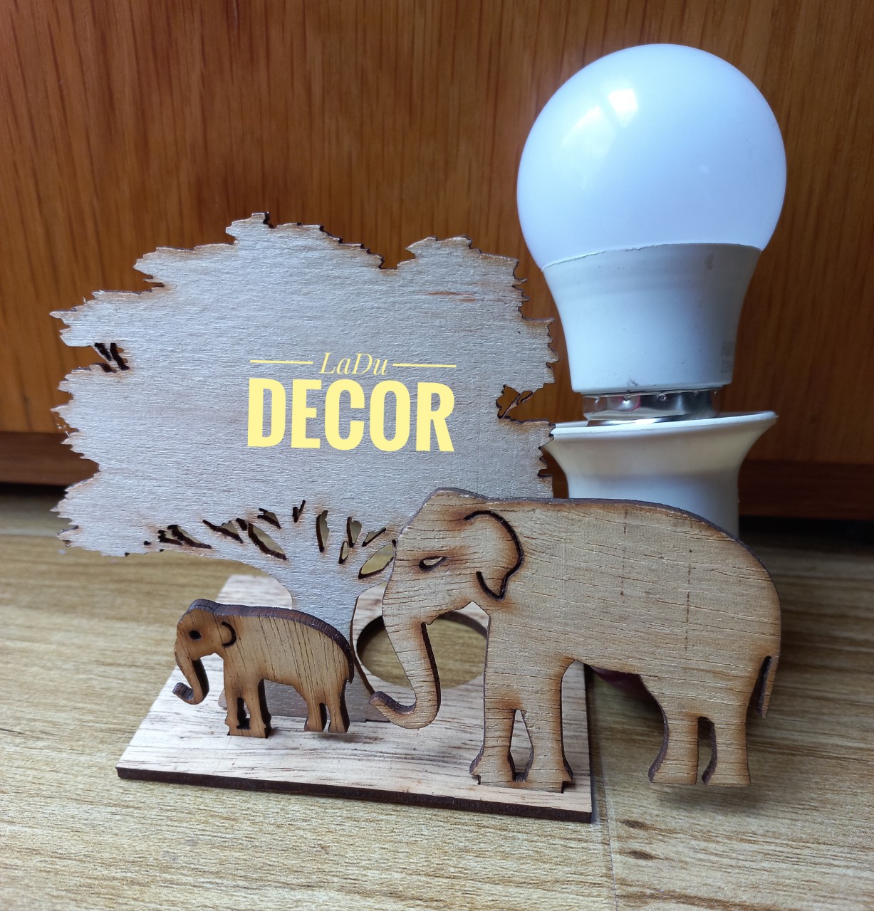 [Tặng kèm dây điện] Đèn gỗ trang trí- LaDuDecor