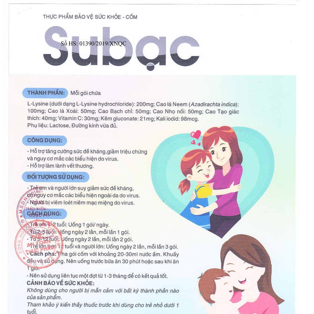 CỐM SUBẠC - HỖ TRỢ TĂNG CƯỜNG SỨC ĐỀ KHÁNG CHO TRẺ (HỘP 15 GÓI)