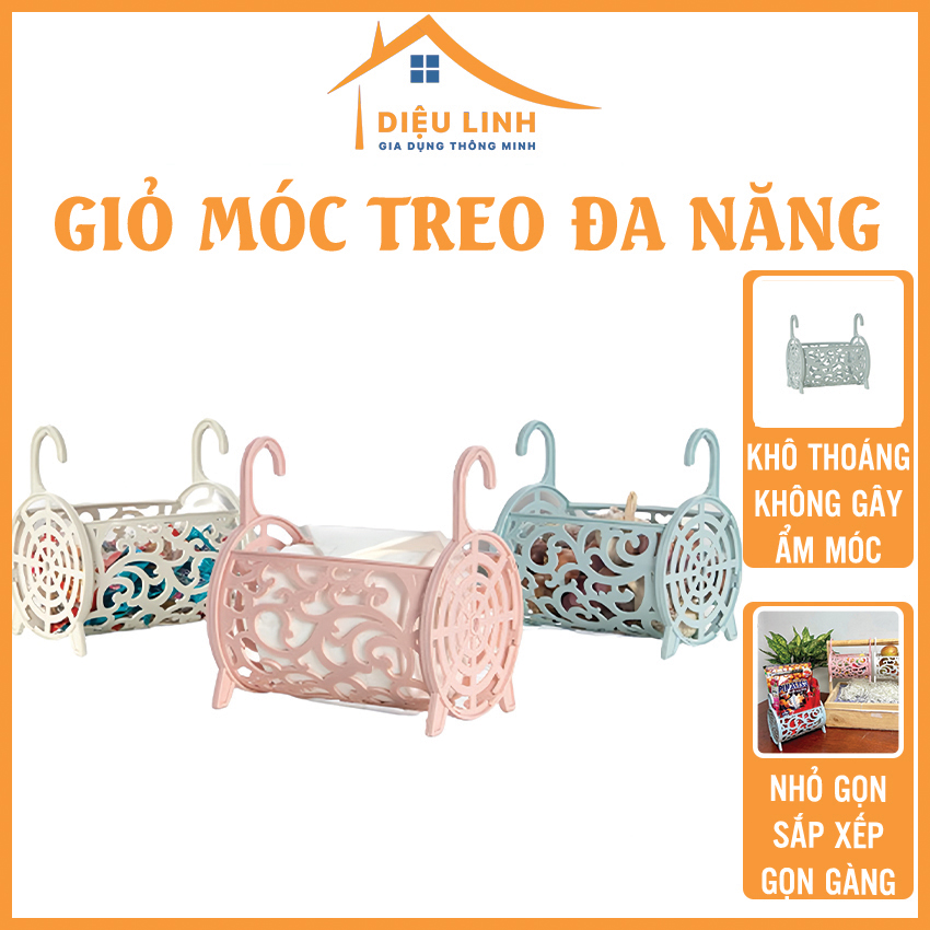 Giỏ nhựa đựng đồ trang trí kèm 2 móc việt nhật 3242 - giỏ treo đựng đồ bồn rửa chén tramanhshop