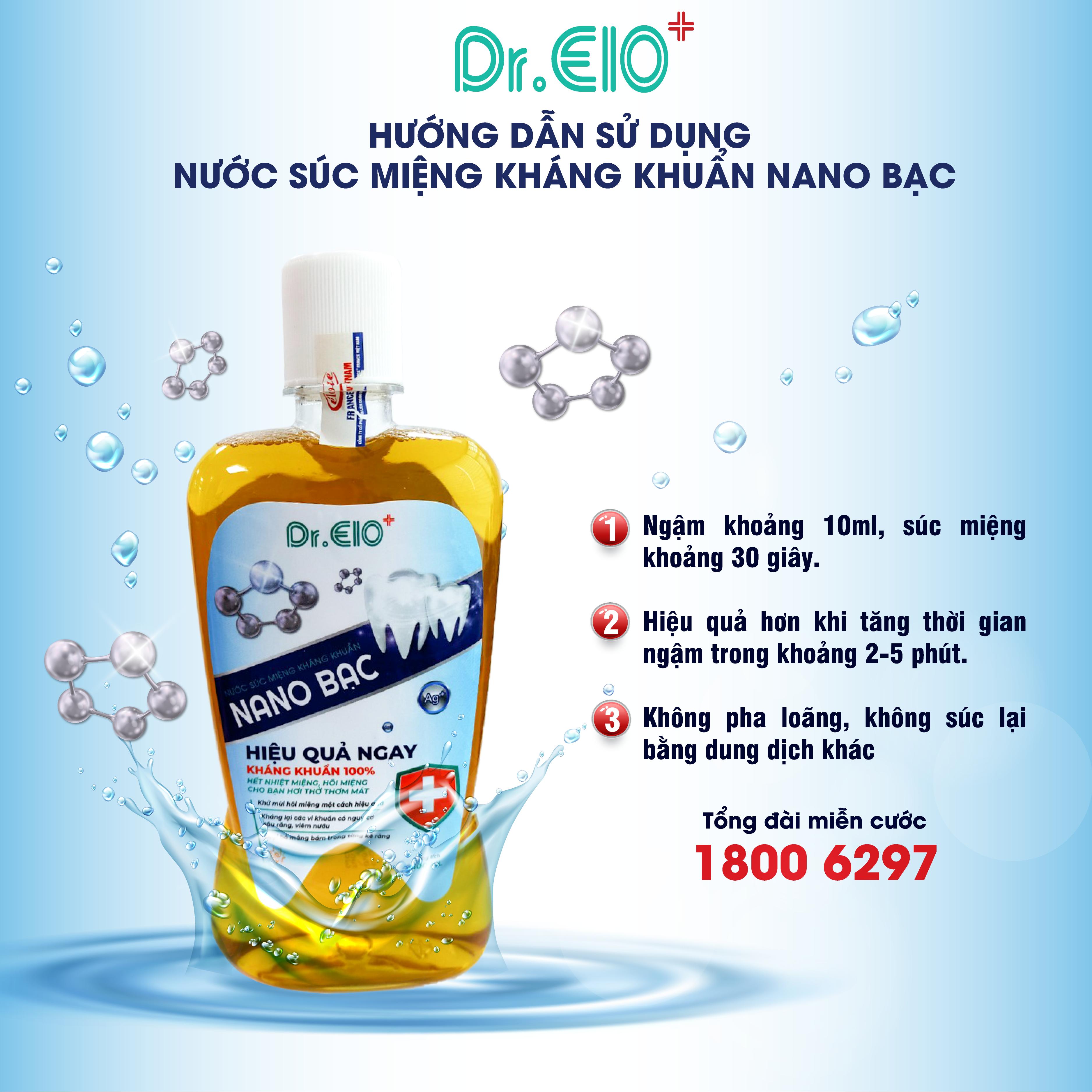 [CHAI 500ML] NƯỚC SÚC MIỆNG KHÁNG KHUẨN NANO BẠC Dr.ELO