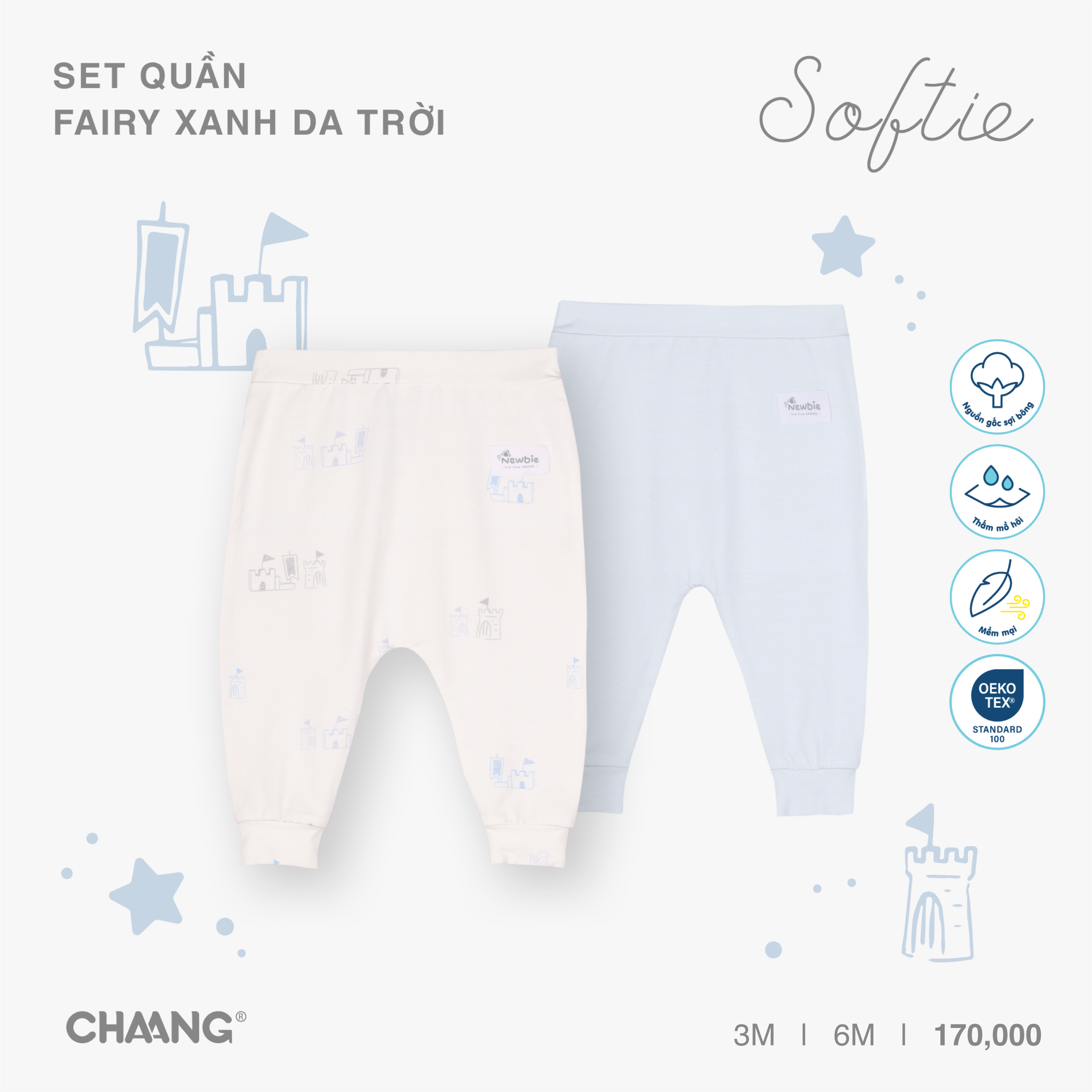 [CHAANG] Set 2 chiếc quần dài sơ sinh Fairy Chaang