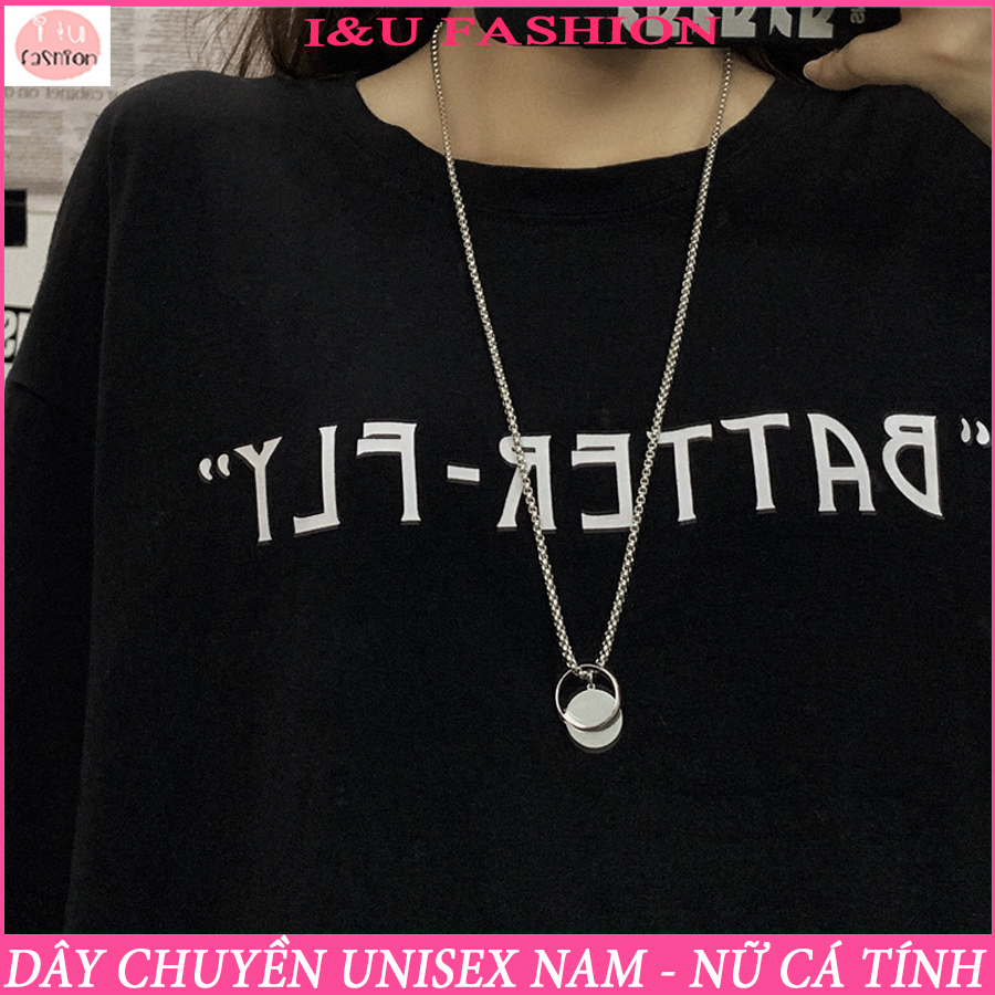 Vòng cổ Dây chuyền UNISEX Nam Nữ cá tính kèm chiếc nhẫn có thể tháo rời chất liệu kim loại không gỉ với dây dày dài ấn tượng VC-45