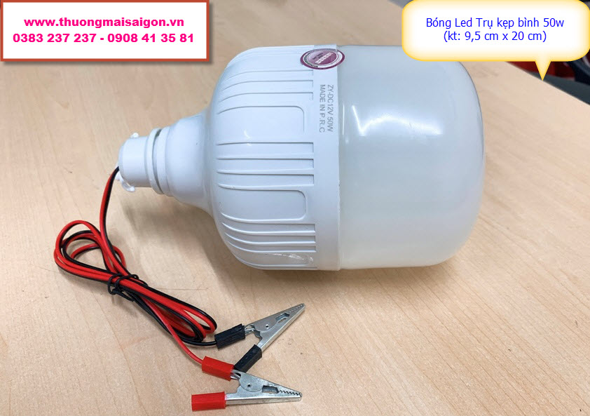 Đèn Led Trụ 50W kẹp bình ắc quy 12V