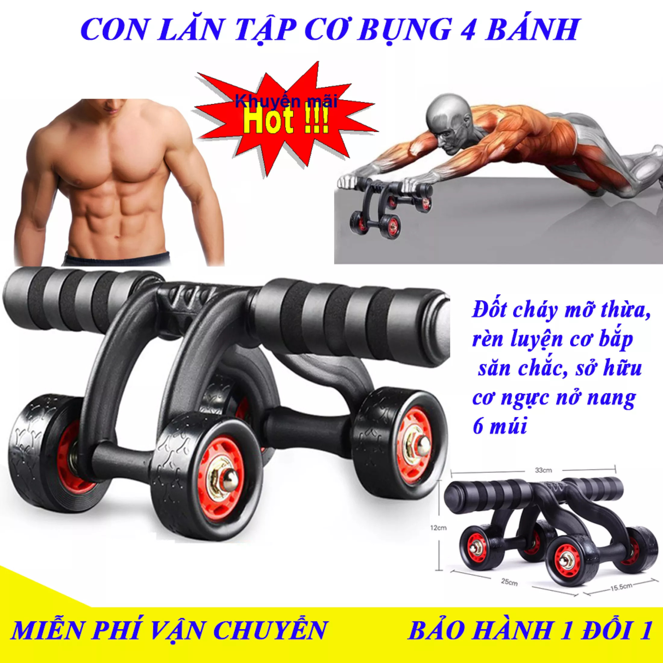 CON LĂN TẬP BỤNG 4 BÁNH - DỤNG CỤ TẬP THỂ DỤC TẠI NHÀ - THỂ THAO , THỂ HÌNH -Thể thao & Hoạt động ngoài trời - Thiết bị thể thao & thể hình - Thiết bị thể hình khác - Bàn xoay eo.
