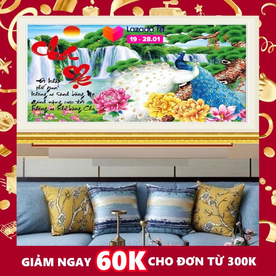 Tranh đính đá mẫu mới cha mẹ-kt: 75x50