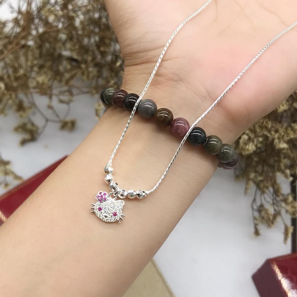 Dây chuyền bạc cho bé gái hình mèo kitty