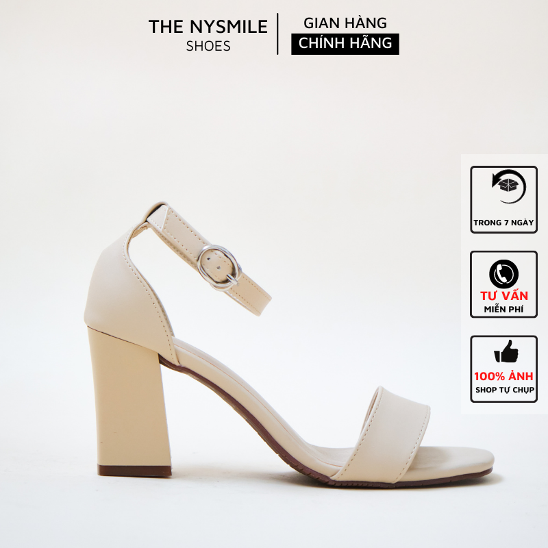 Giày cao gót 7cm gót vuông quai ngang - THENYSMIE - BASIC