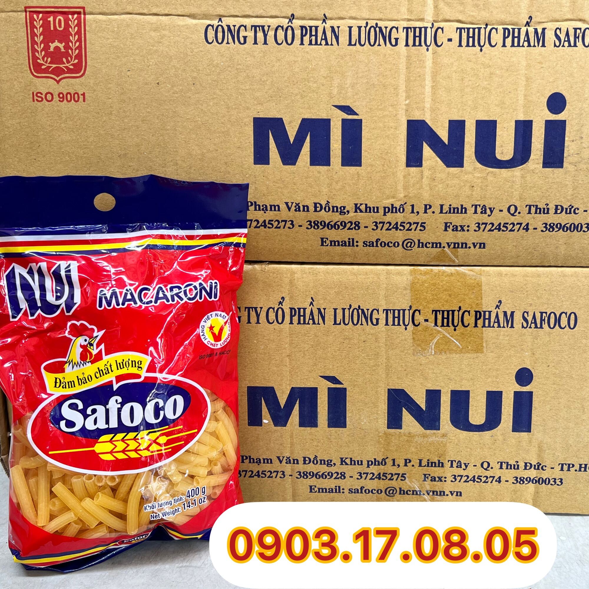 (Thùng 25*400gr)Nui ống lớn Safoco
