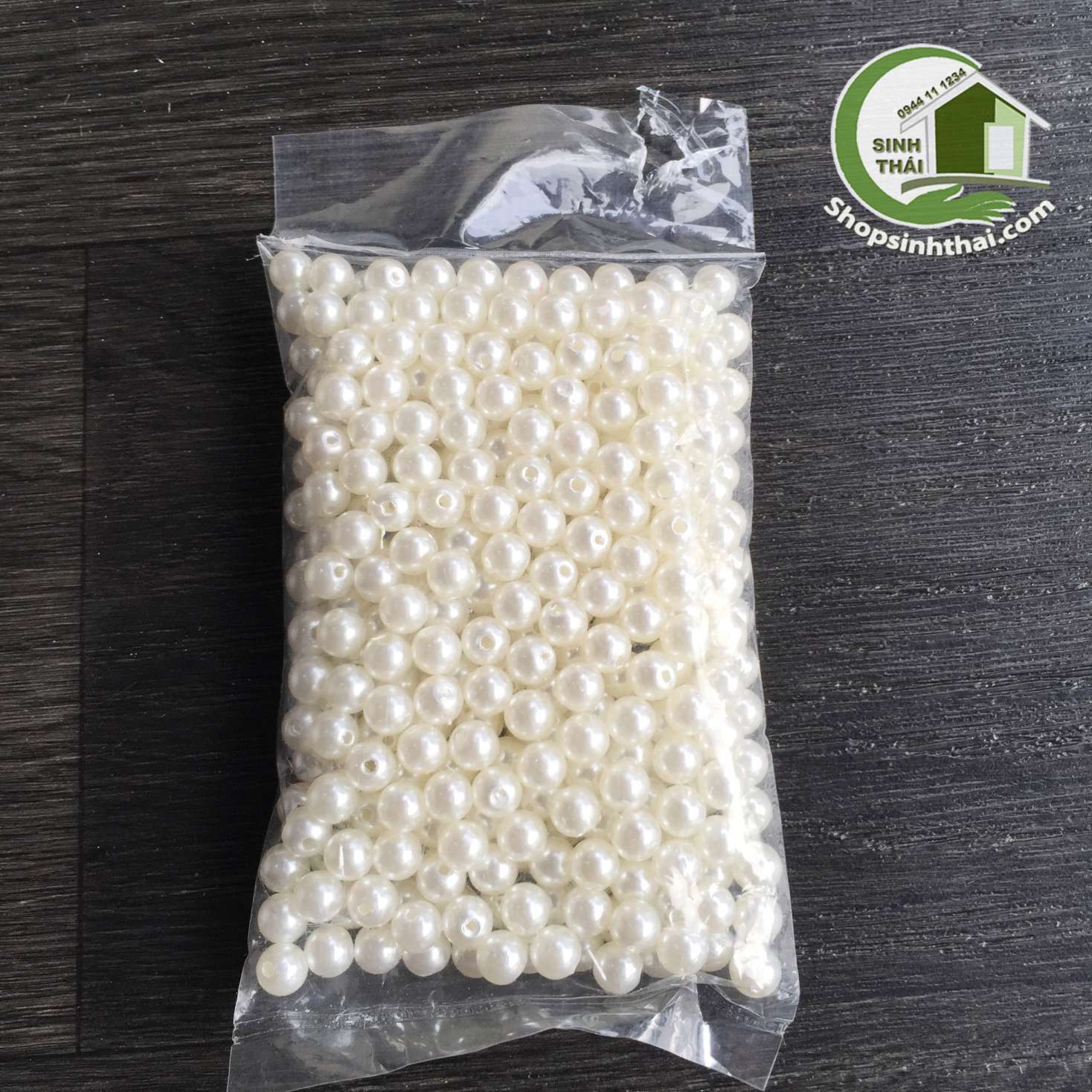 [HCM]Bịch hạt ngọc trai nhựa màu trắng lớn ( Kích thước bịch 8cm x 14cm )