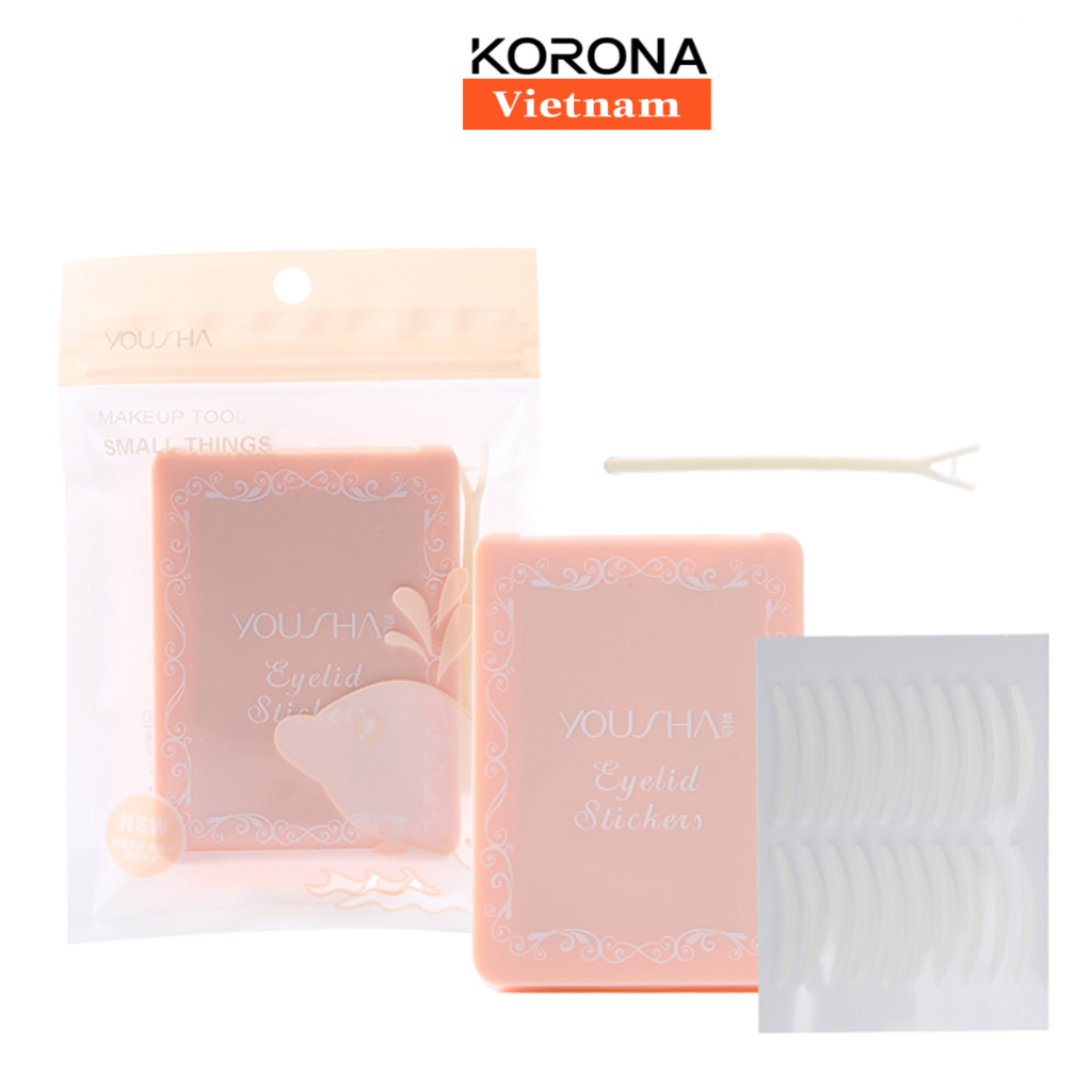Set dán mí, kích mí trong suốt Yousha hộp 300 miếng kèm gương, dán kích mí lưới không lộ Korona Vietnam