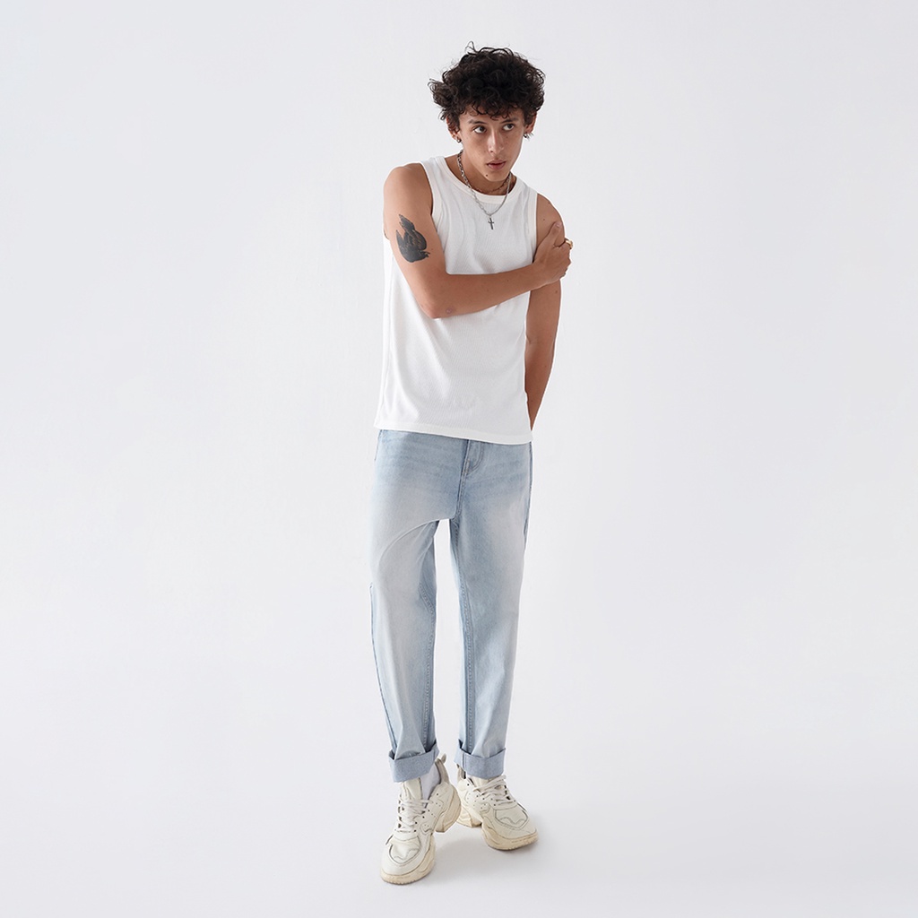 Áo thun ba lỗ trắng - White Ribbed Tank Top