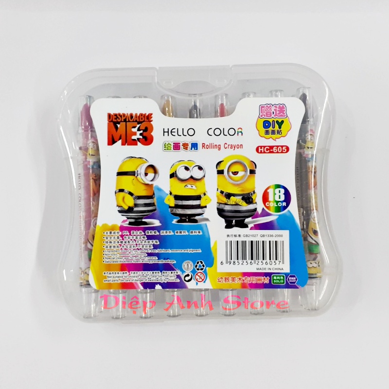Sáp màu vặn Minions (Màu sắc tươi sáng, thiết kế kiểu thỏi son, sạch sẽ, không bị gãy)