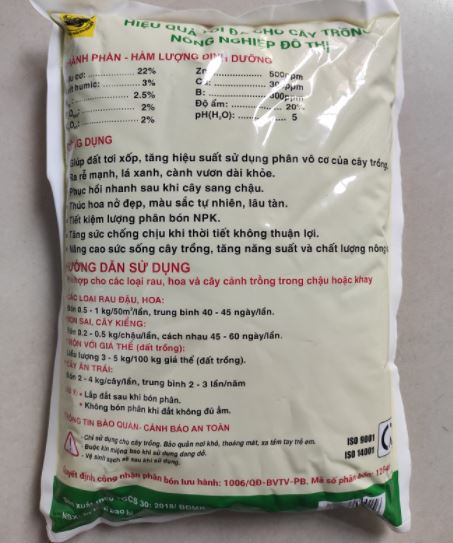 Gói 2kg Phân hữu cơ Biogreen
