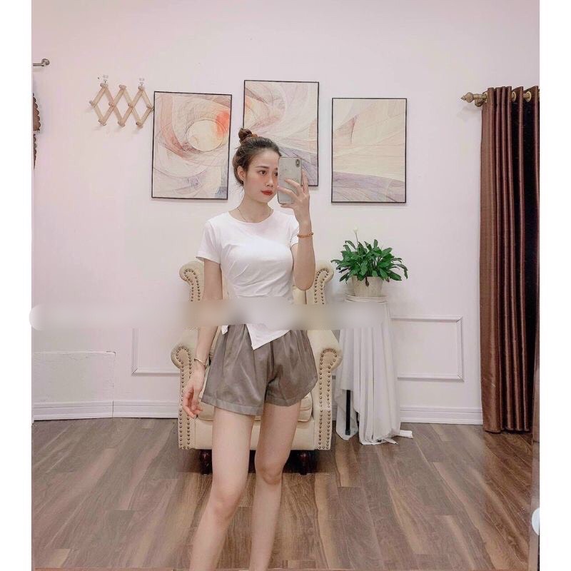 Áo Thun Nữ Vạt Chéo Hông Nhún Eo Siêu Đẹp