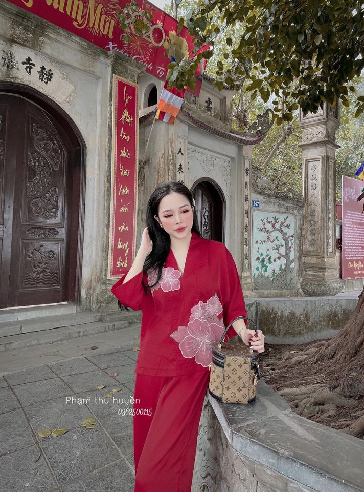 [HCM]ĐỒ LAM ĐI CHÙA THÊU HOA NỔI CHẤT LỤA MỀM MỊN