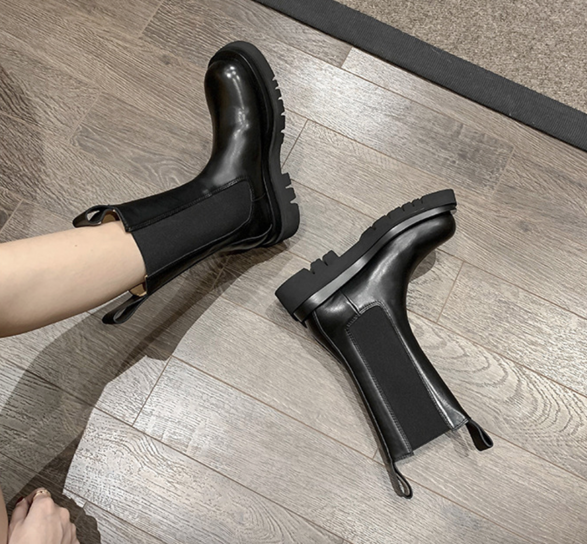 Giày boot da nữ martin cổ cao đế bảng SIÊU CHẤT GBN98