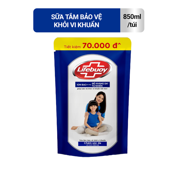 Sữa Tắm Lifebuoy Chăm Sóc Da (Xanh) Túi 850gr
