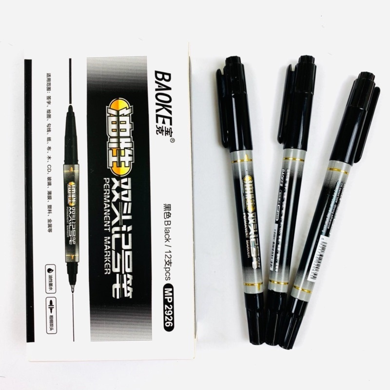 Bút dạ kính 2 đầu Baoke MP2926 Xanh/Đỏ/Đen (12/144)