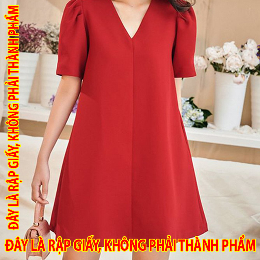 Rập giấy 30035 -đầm a xòe 4 mảnh, tay phồng