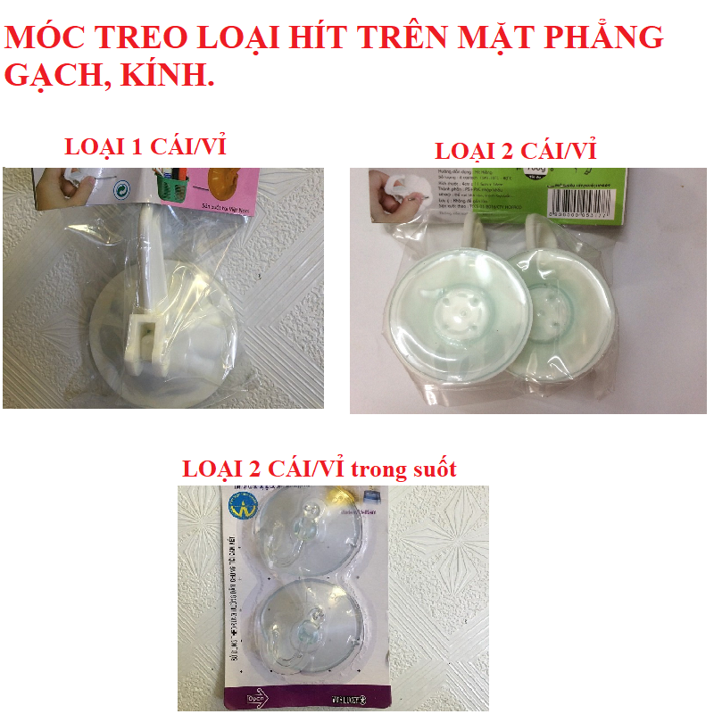 MÓC TREO. Loại hít lên mặt kính, gạch phẳng, treo đồ nhà tắm, nhà bếp tiện dụng không cần dán hay đóng đinh. th 176. 684