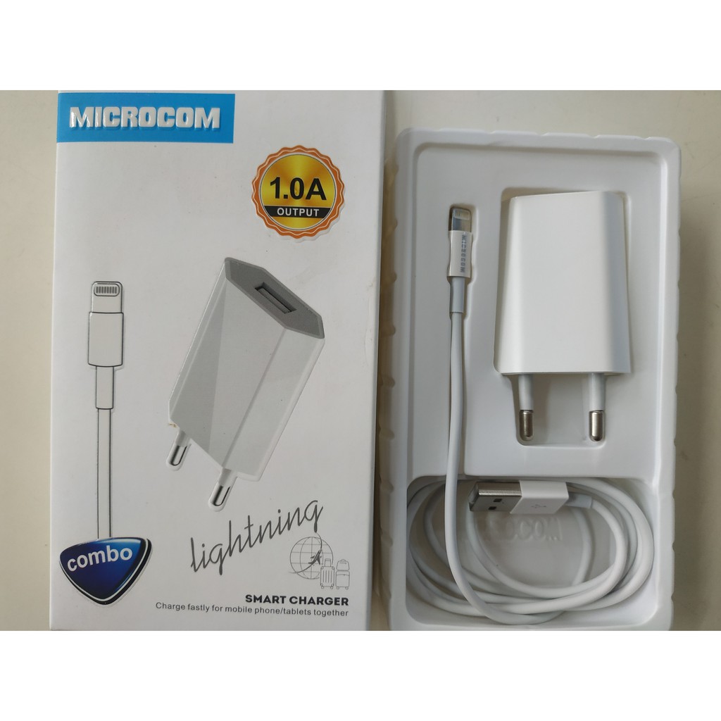 Bộ củ + cáp sạc Iphone chính hãng Microcom A2-CL - Bộ sạc nhanh Lightning