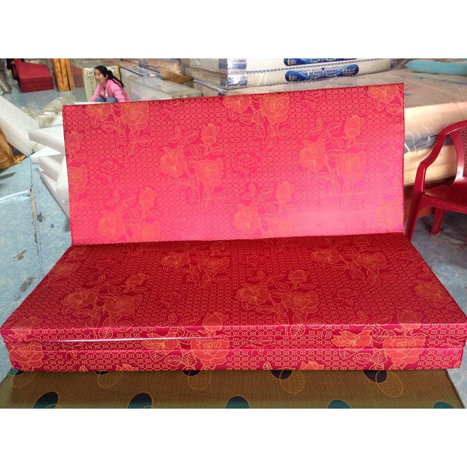 Nệm PE Gấp 3 Hàn Quốc Áo Gấm Valize Cao Cấp. 160x195x5CM