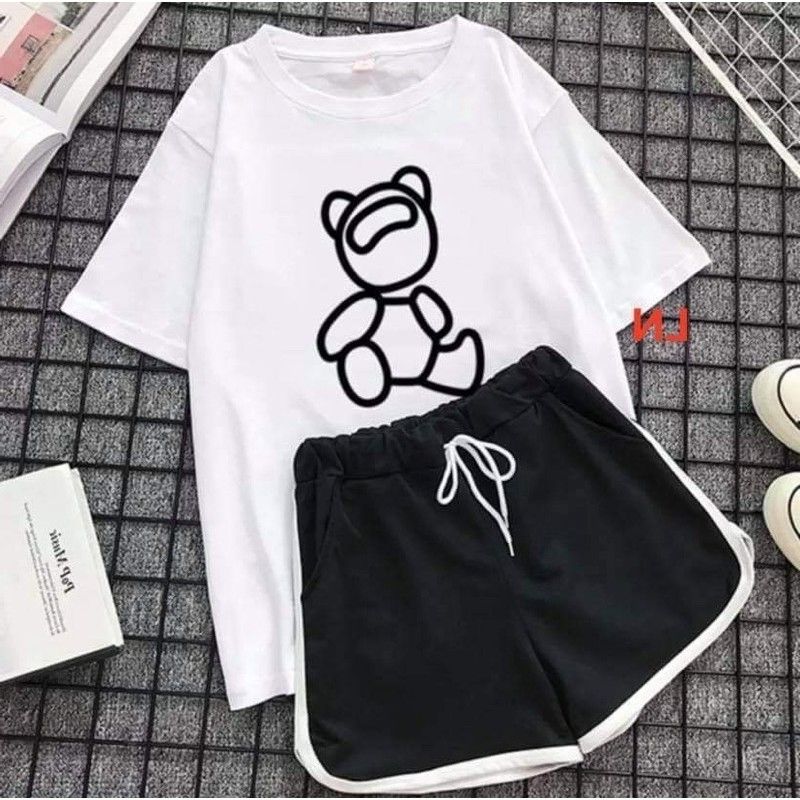 SÉT BỘ ĐỒ GẤU NGHIÊNG ĐẦU CƯỜI SIÊU DỄ THƯƠNG