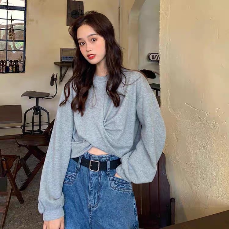 Áo xoắn eo dài tay Ulzzang