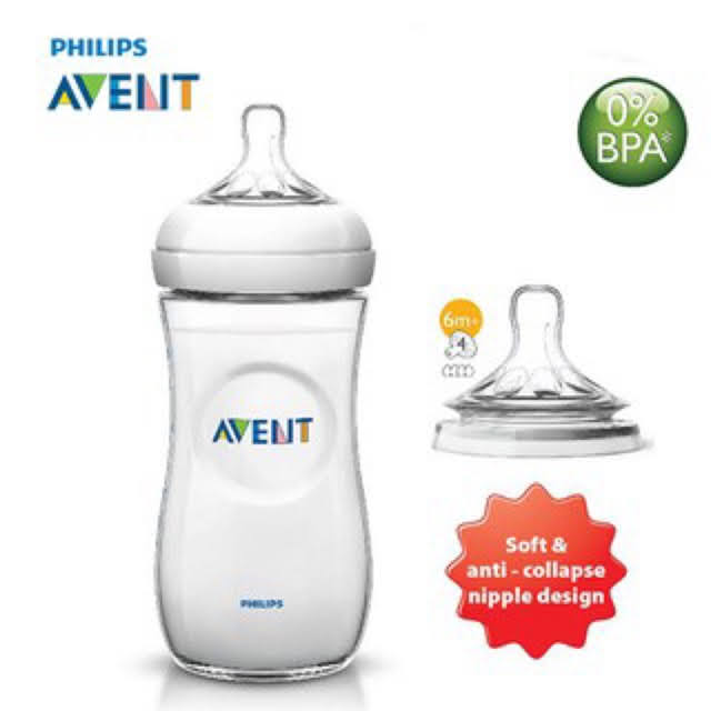 Bình sữa Avent Natural 330ml (Núm số 4, Cho trẻ từ 6 tháng+) (màu trắng trong)