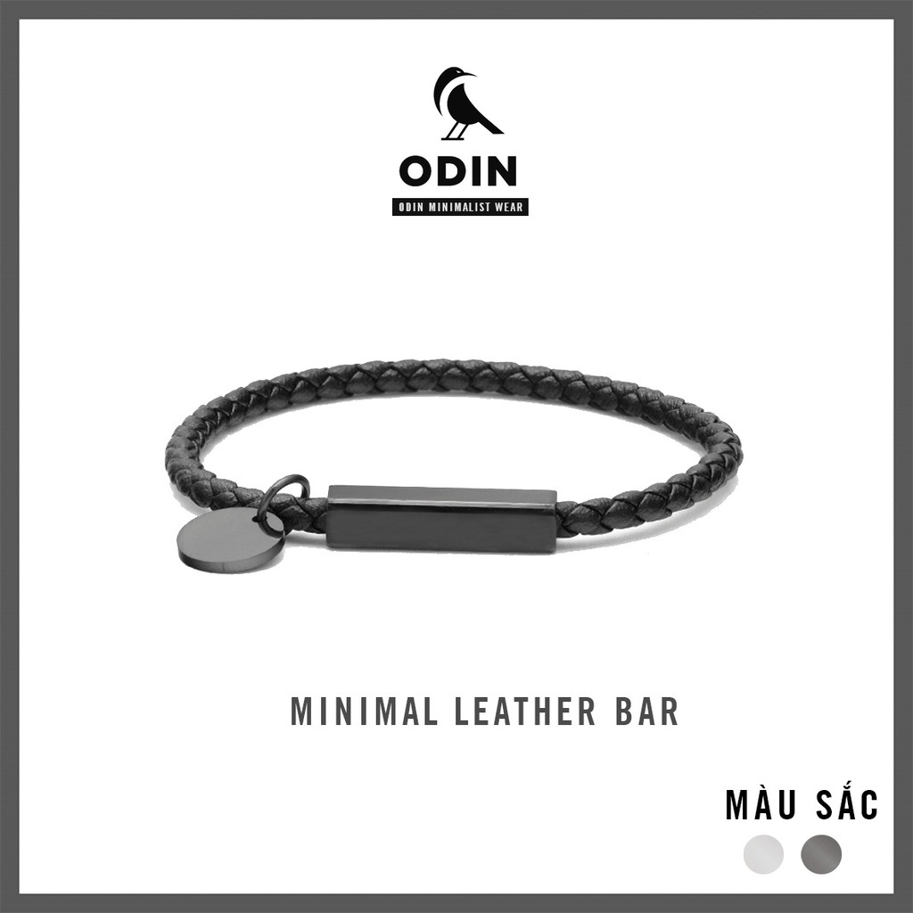 Vòng tay da odin - minimal leather bar khóa nam châm - tặng kèm nhẫn titan