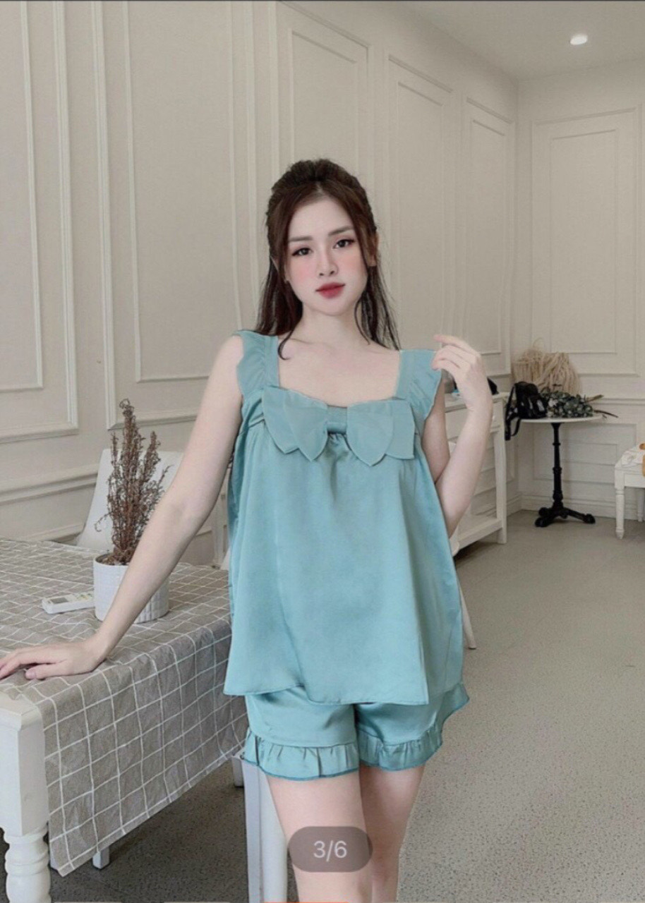 [3 size 45-70kg] ĐỒ BỘ ĐÙI LỤA MÀU THỜI TRANG CỔ PHỐI NƠ THỜI TRANG