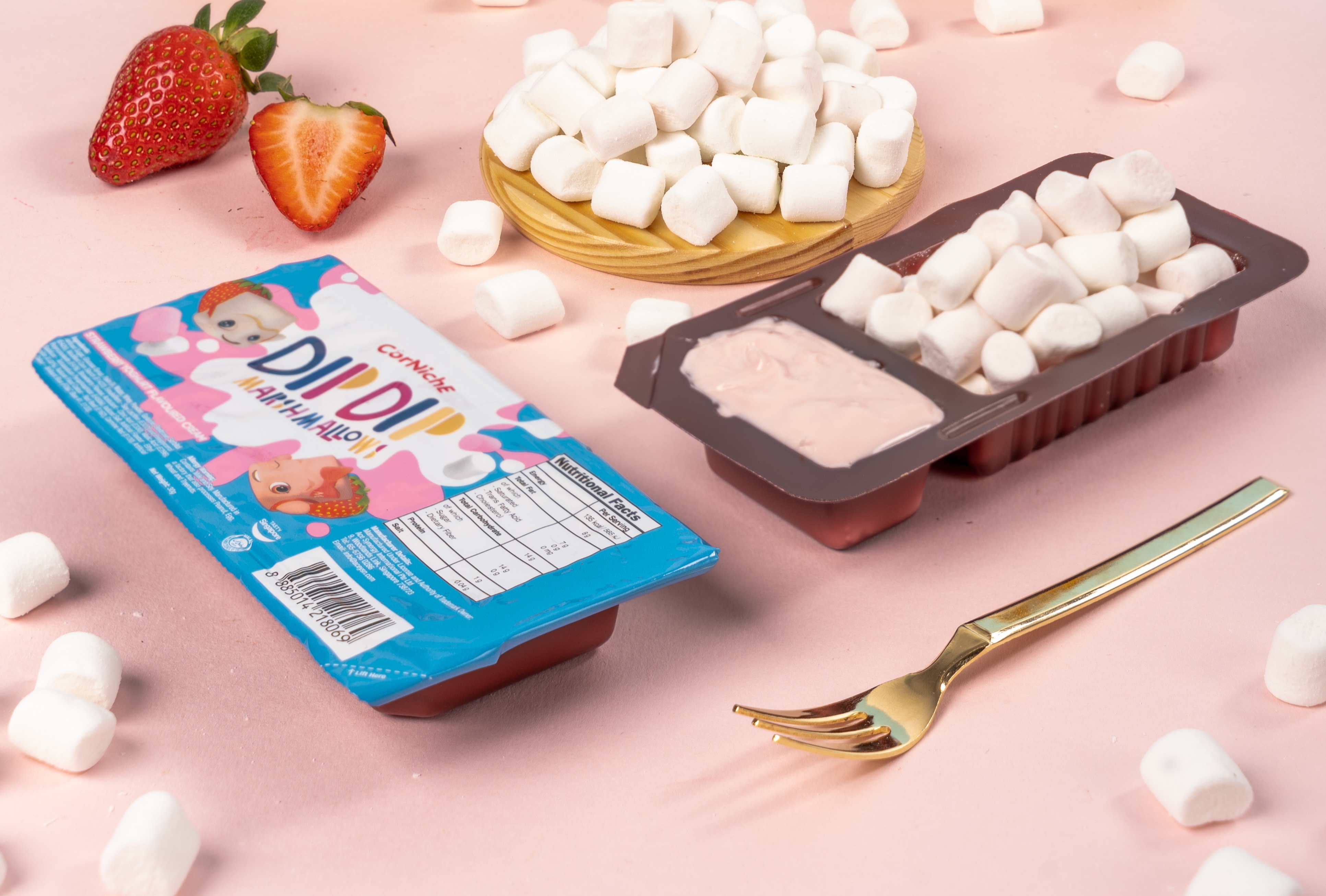 kẹo marshmallows chấm sốt dâu tây 30g