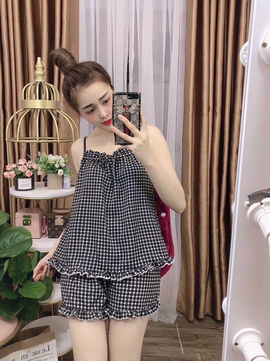 set bộ đồ tiểu thư mặc nha chất satin lụa mặc bao mát TNM