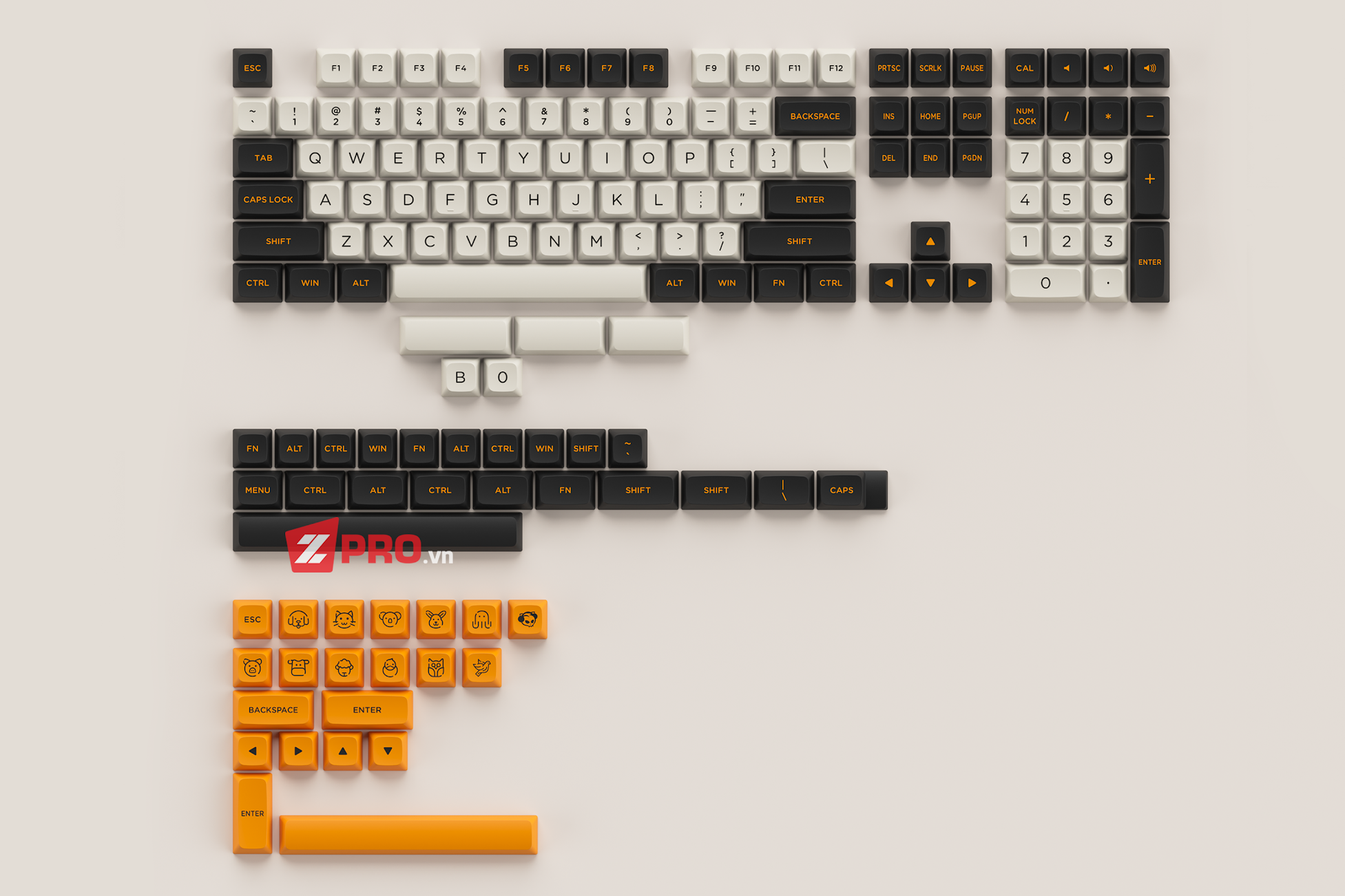 Bộ Keycap AKKO Carbon Retro (ASA - LOW Profile)