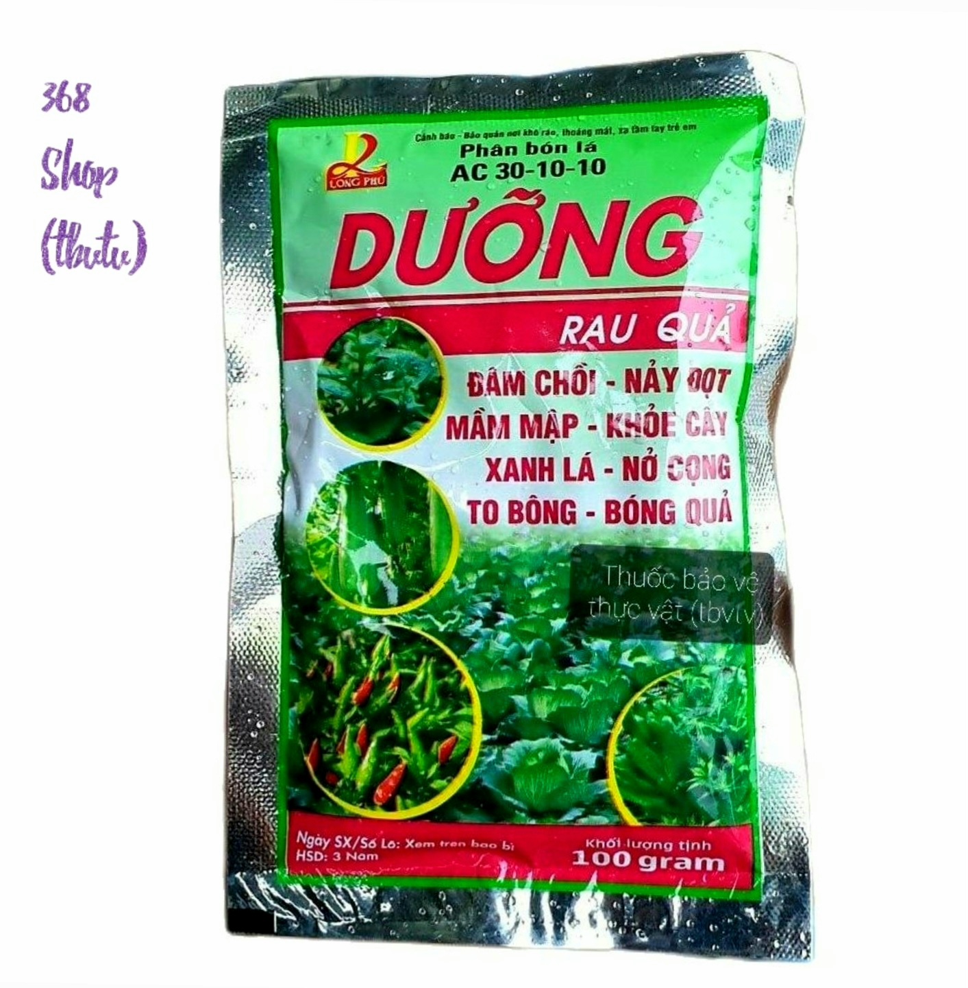 (Combo 10 gói)💎 Phân bón lá Dưỡng AC 30-10-10 (100g)🌱 Dùng cho rau, củ, quả, giúp đâm chồi, nảy đọt, mập ngọn, xanh lá, bóng lá..