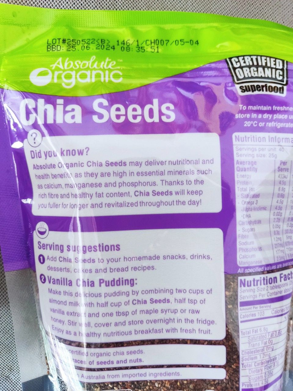 Hạt Chia Seeds Organic Úc - 250g