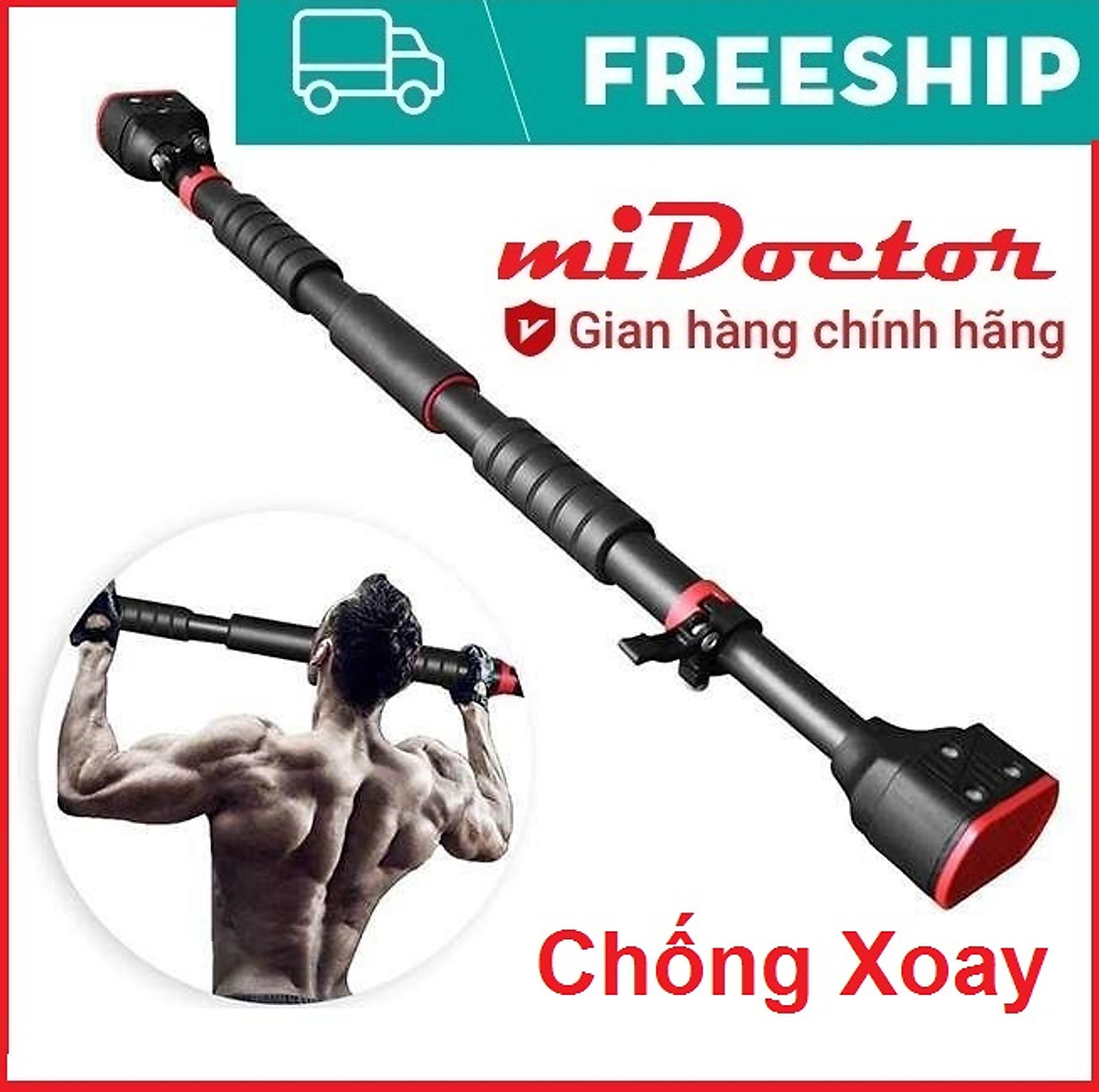 Pull Up Bar Doorway Exercise Equipment Wall Mounted Adjustable Width with Locking Mechanism Home Upper Body Chin Up Workout Fitness Gym for Men and Women dododios - Xà đơn treo cửa gắn tường không cần bắt vít  - Chính hãng dododios - Màu NGẪU NHIÊN