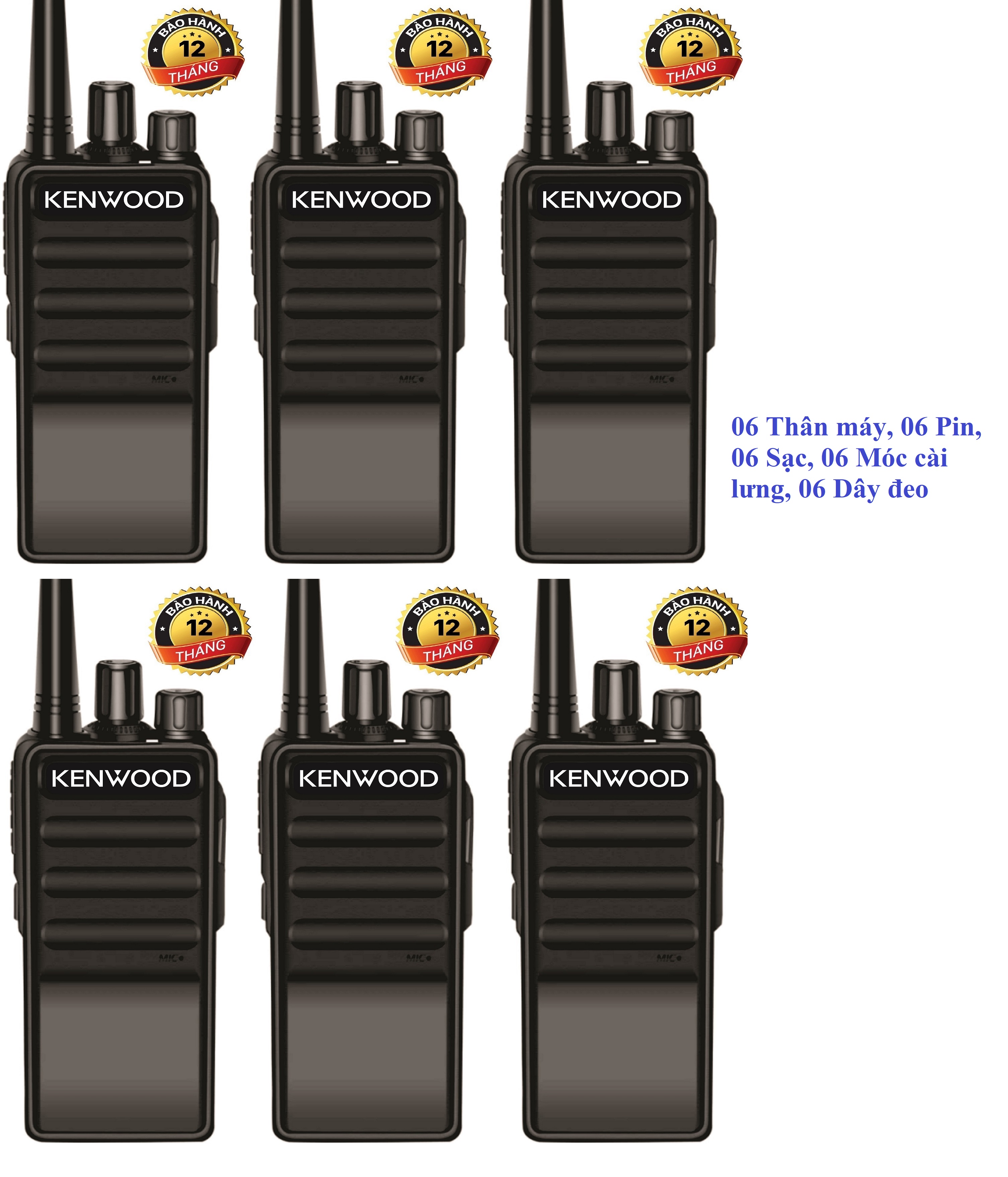 Bộ 6 Bộ đàm Kenwood TK3390 (Bổ sung thêm cổng hỗ trợ sạc Micro USB)