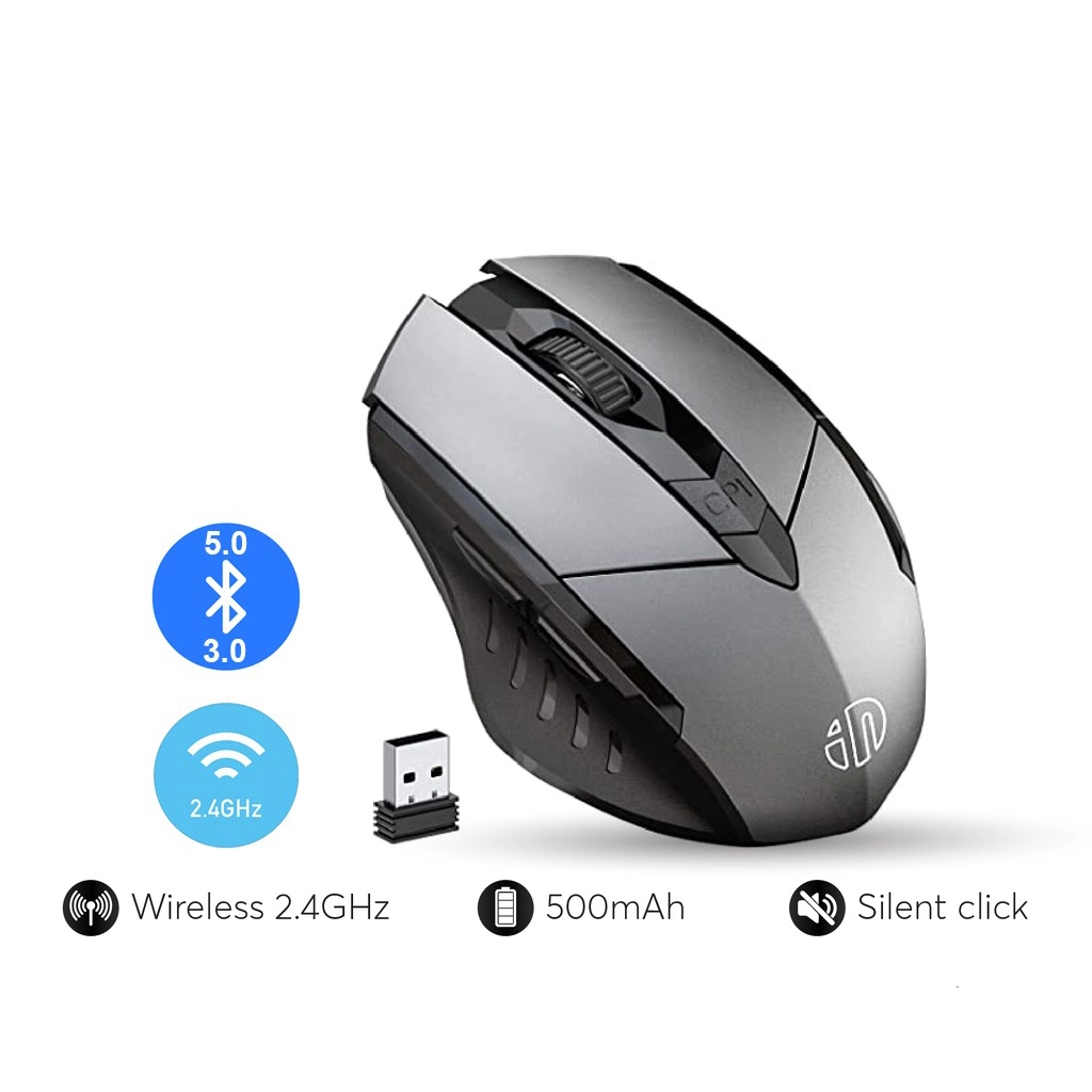 Chuột không dây wireless kiêm bluetooth INPHIC A1 pin sạc - Silent click cực êm (đen) Nhất Tín Computer