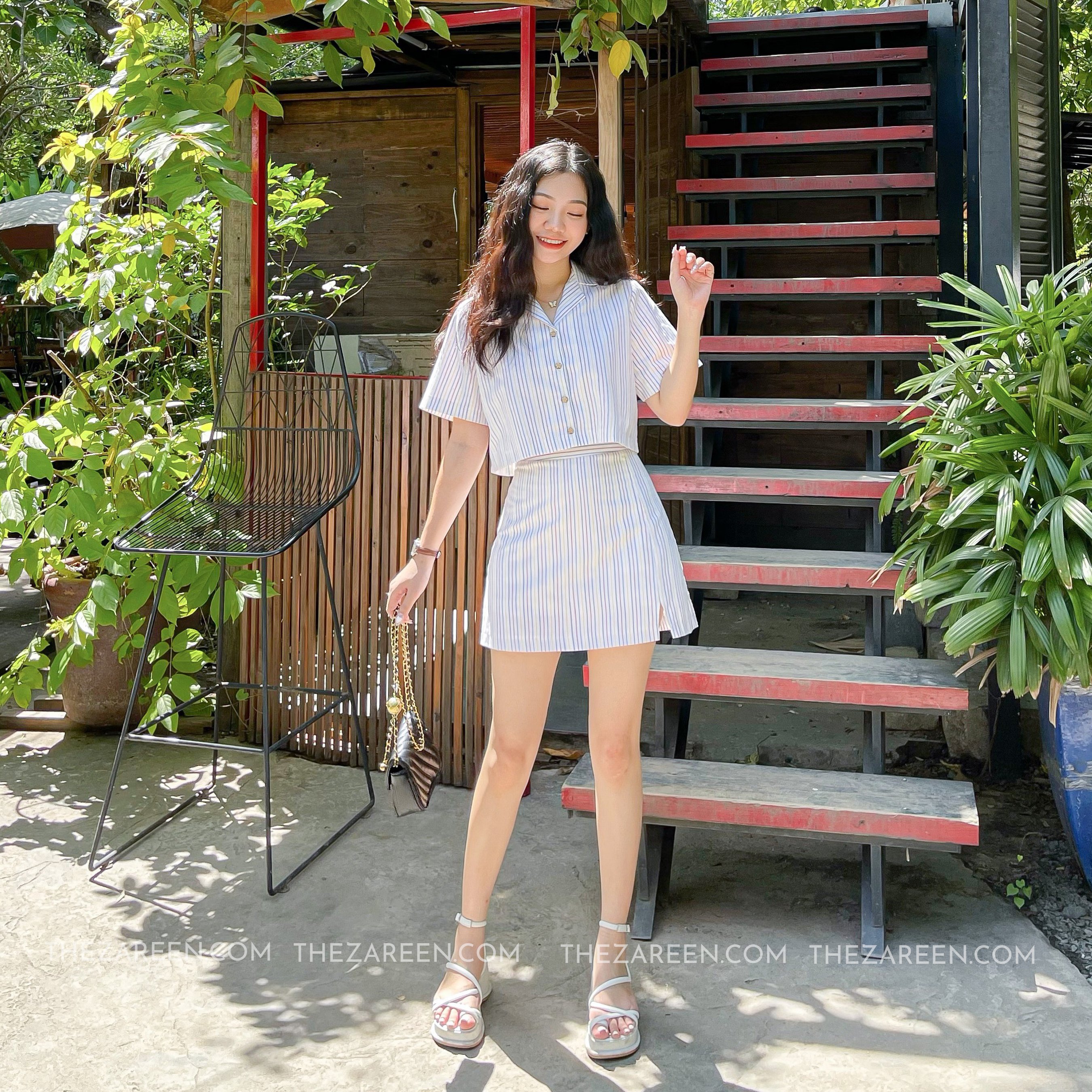 ZAREEN | CHÂN VÁY HOA XẺ V VAA36 - TRẮNG