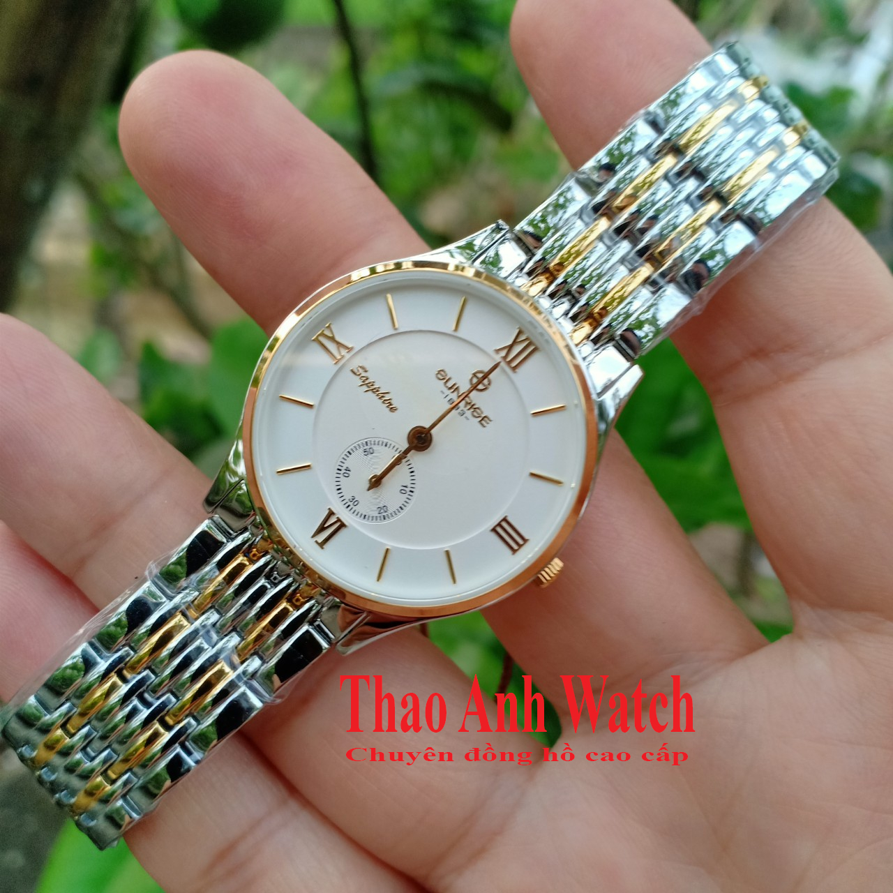 Đồng hồ nữ SUNRISE 1109SA kim rốn siêu mỏng, dây demi mặt trắng full hộp, kính saphire chống xước, chống nước cực tốt.