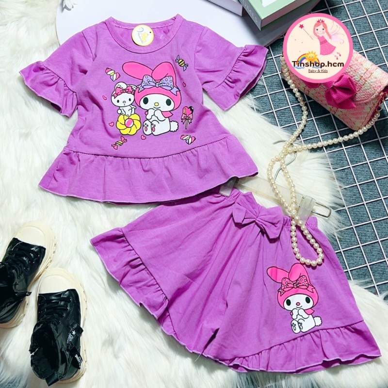 [8kg-30kg] - Đồ bộ đùi trên gối cho bé gái size nhí set bèo dễ thương - bộ bé gái mùa hè quần dáng váy