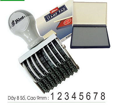 [HCM]Dấu số xoay tay chấm mực Shiny N-18 (8 Số Chữ cao: 9mm)