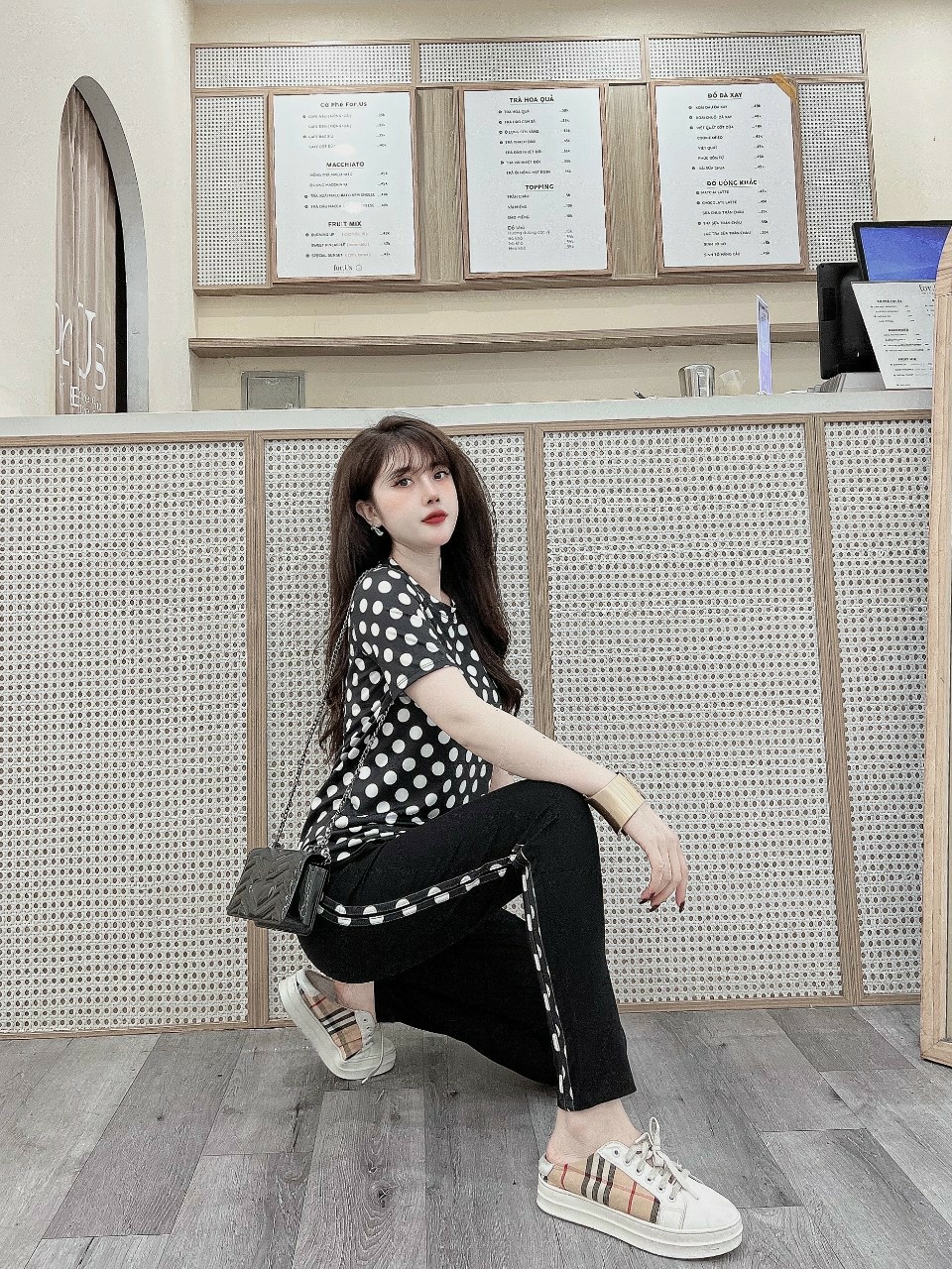 Đồ bộ thể thao thun cotton chấm bi