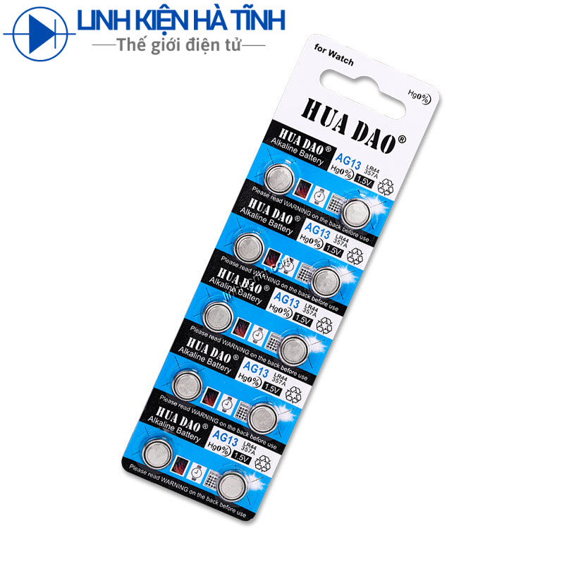 Vỉ 10 viên pin cúc áo ag13 lr44 pin đồng hồ, pin máy tính casio