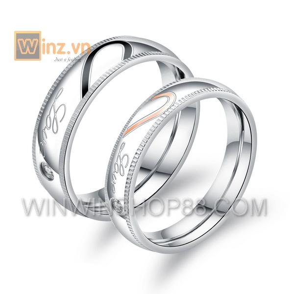 Nhẫn cặp trái tim NC130 (Màu Bạc)