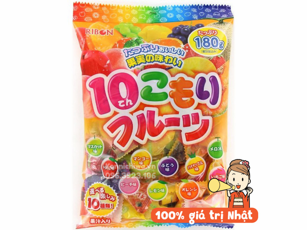 Amebow Japan Ribon fruit lollipop 120g pack 5 flavors: Cola, strawberry, apple, lemon, orange delicious color-4903316471501