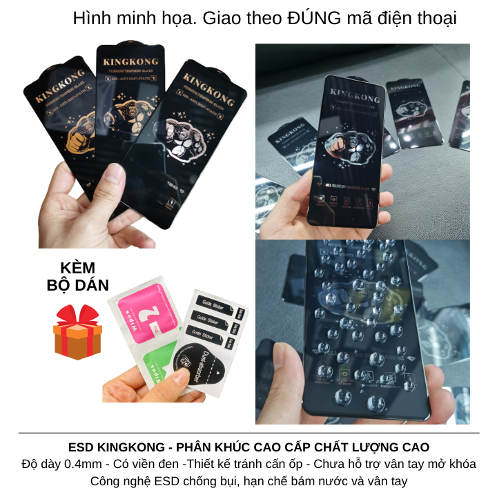 Cường Lực KINGKONG Vsmart Joy 3, Joy 4, Live 4, Active 3, Star 5,Joy2Plus,Aris,Aris Pro Full màn hình tặng kèm bộ dán (Main)