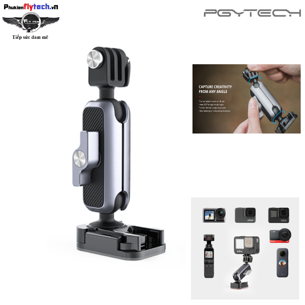 Phụ kiện  đế dán cho Action Camera - PGYTECH ACTION CAMERA ADHESIVE MOUNT - PGYTECH - Giúp lắp đặt, dán vào bền mặt để quay phim chụp ảnh, phù hợp dán lên mũ bảo hiểm, kính - Chắc chắn, bền bỉ, linh hoạt
