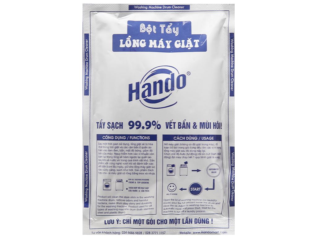 Bột vệ sinh tẩy lồng máy giặt Hando (2 gói/hộp) PNS25